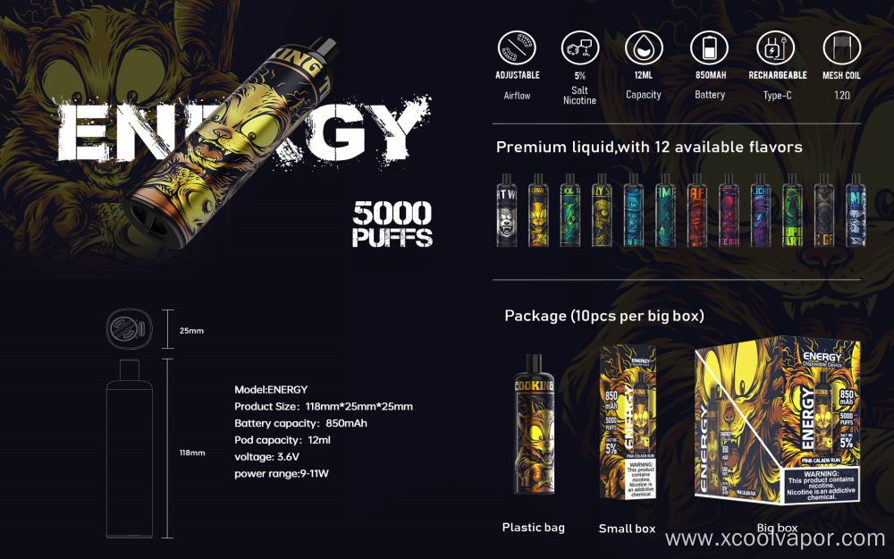 XCOOL vapor Best selling 5000 puffs disposable vapes