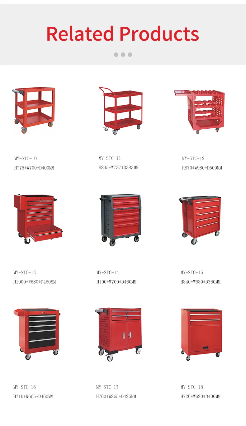 Instrument Storage Cabinets with Drawers Metal Cheap Black Tool Trolley Tool Box Cart