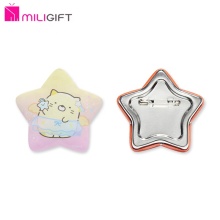 Customized Star Shape Tin Plate Badge with Safety Pin