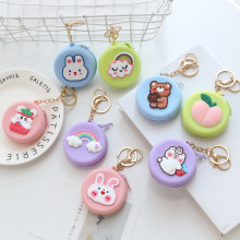 Portable Round Silicone Keychain Wallet for Coins and Cards