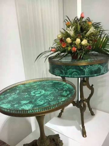 Malachite green side table