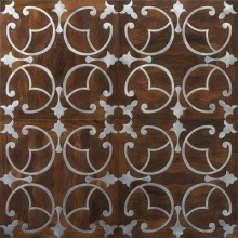 modern floor decoration with inlay materials wood metal
