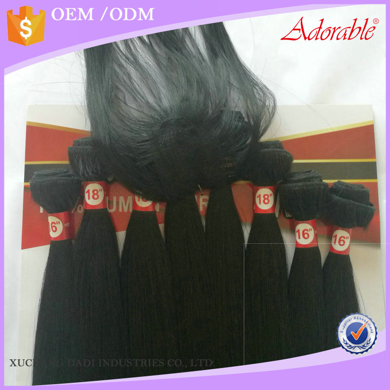 Xuchang dadi Adorable hair factory price animal mixed synthetic hair silk straight 8pcs/lot with free closure,package 100% human