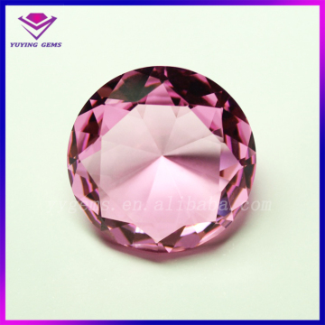 Pink Diamond Round Shape Crystal Effect Glass Gemstone Beads