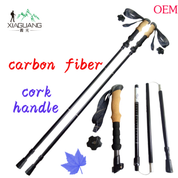 Wholesale cork handle folding carbon fiber stick nordic walking pole