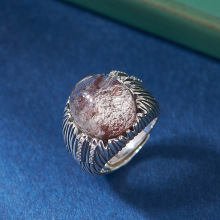 S925 Silver Retro Oval Fashion Ghost Crystal Rings