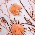 Orange Hoa Sequin Thêu Tulle Ren