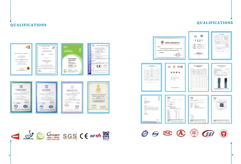 Outdoor PVC flooring certificates