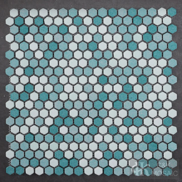 Green Mix Hexagon Textured Wall Mosaic Tile