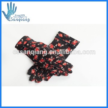 lady's beautiful printed wool/acylic gloves,winter printed wool gloves