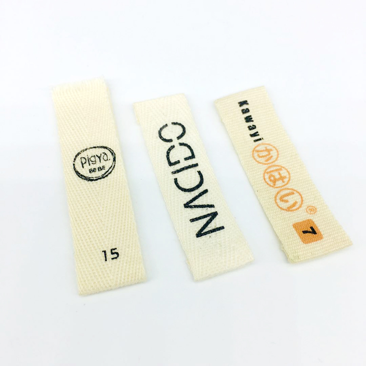 Wholesale Custom Clothes Brand Logo Printed Cotton Fabric Cloth Care Size Label Tag for Clothing