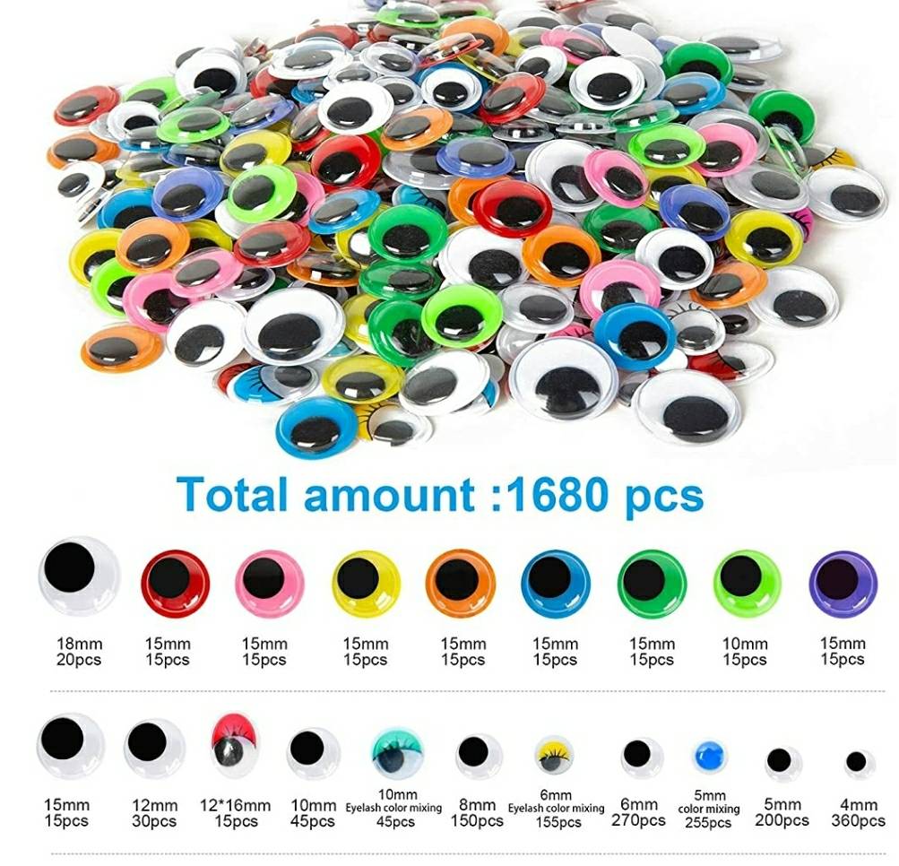 YM 1680pcs Googly Wiggle Eyes Self Adhesive, for Craft Sticker Eyes Multi Colors and Sizes for DIY