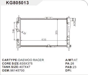 mechenical radiator car for DAEWOO RACER  OEM:96145700