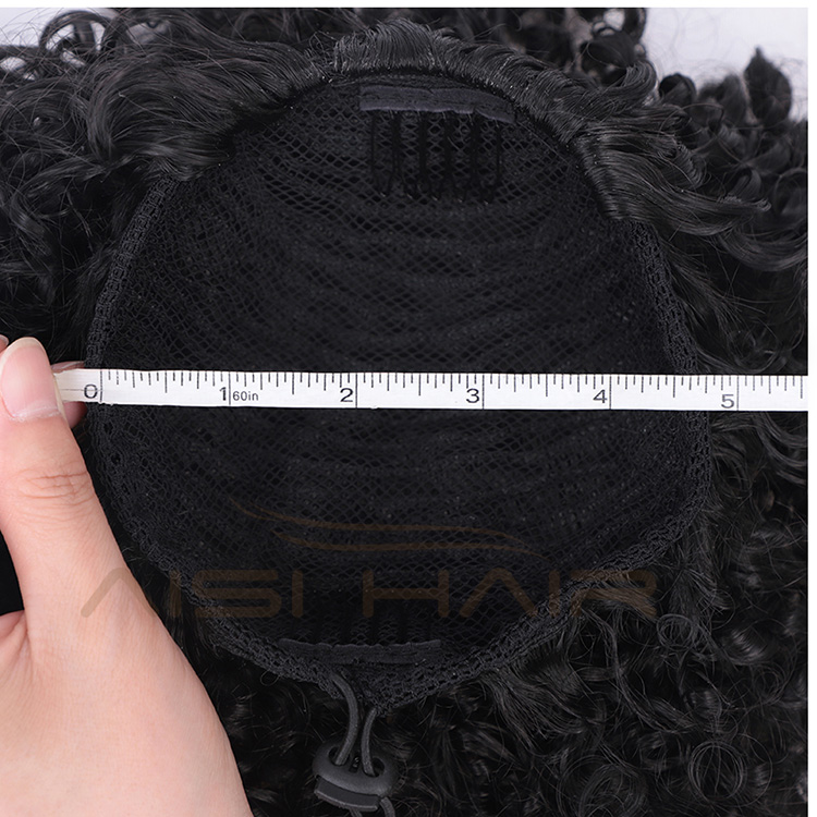 Aisi Hair Ponytail Afro Puff Kinky Curly Drawstring Hair Extensions High Temperature Fiber Short Hairpieces with Clips