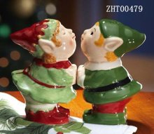 Kissing Elves Christmas Kitchen Salt And Pepper Shaker Set
