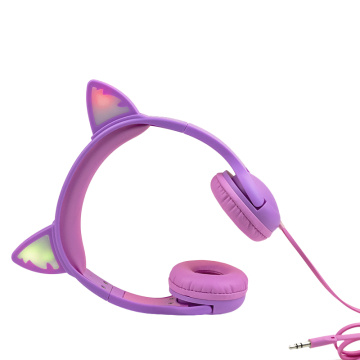 Auriculares LED para niños con orejas de gato que brillan intensamente