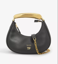 Mini Leather Hobo Bag - Black