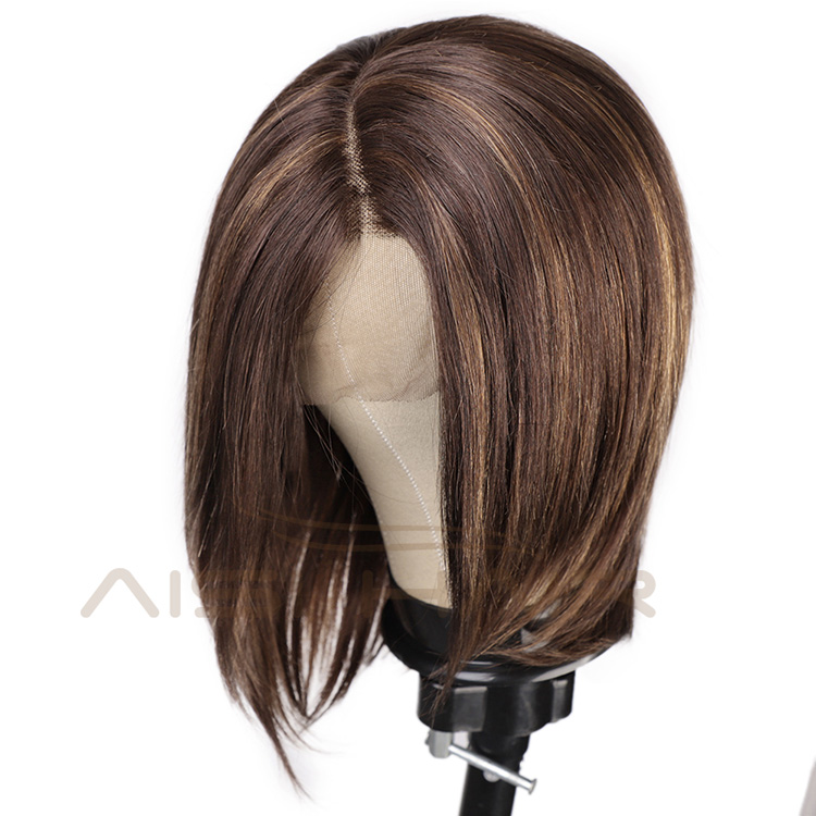 Aisi Hair Cheap Medium Long Mixed Brown Swiss Lace Wig Natural Straight Brazilian Human Hair Lace Frontal Wigs For Black Women