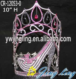 Pink High Heels Queen Crystal Crown Ladies