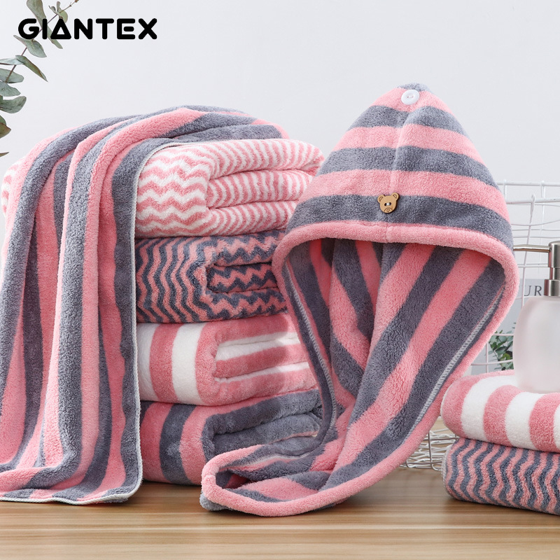 GIANTEX 3pcs Cotton Towel Set Bathroom Super Absorbent Bath Towel Face Towels For Adults serviette de bain toallas recznik