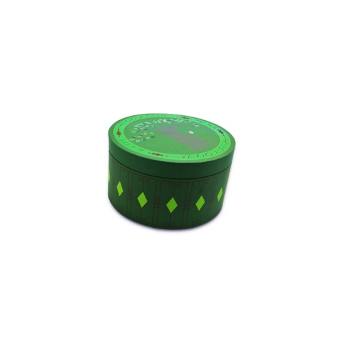 Green cylindrical top and bottom suger box