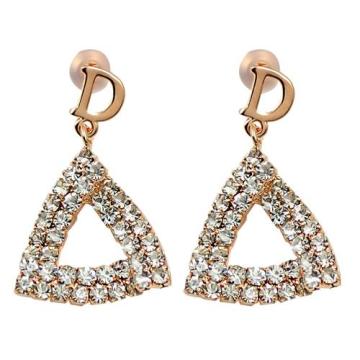 CZ Diamond Triangle Drop Earring with D