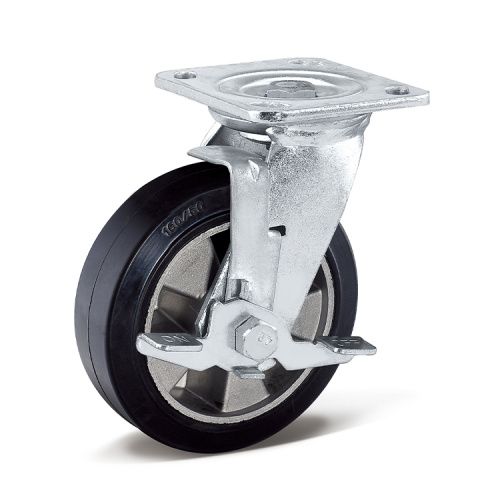 400 kg Aluminium Core Black Rubber Caster Wheel