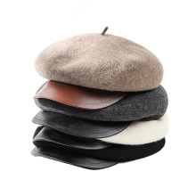Vintage Wool Beret - Warm Leather Hat for Men (Autumn & Winter)