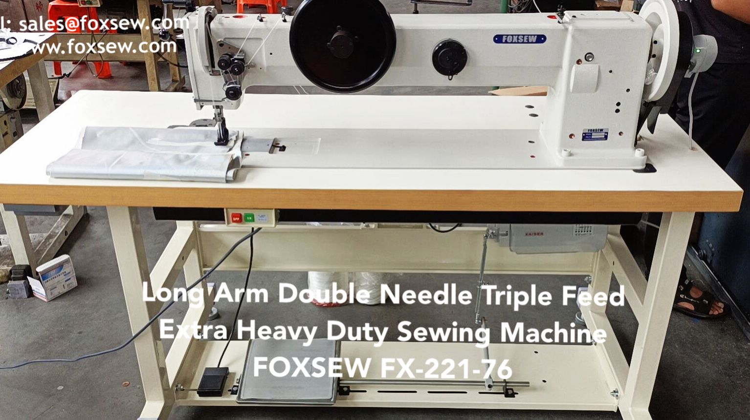 Long Arm Double Needle Extra Heavy Duty Lockstitch Sewing Machines FOXSEW FX-221-76 -1