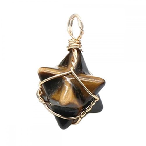 Tiger Eye Merkaba Star Pendants for Necklace Jewelry