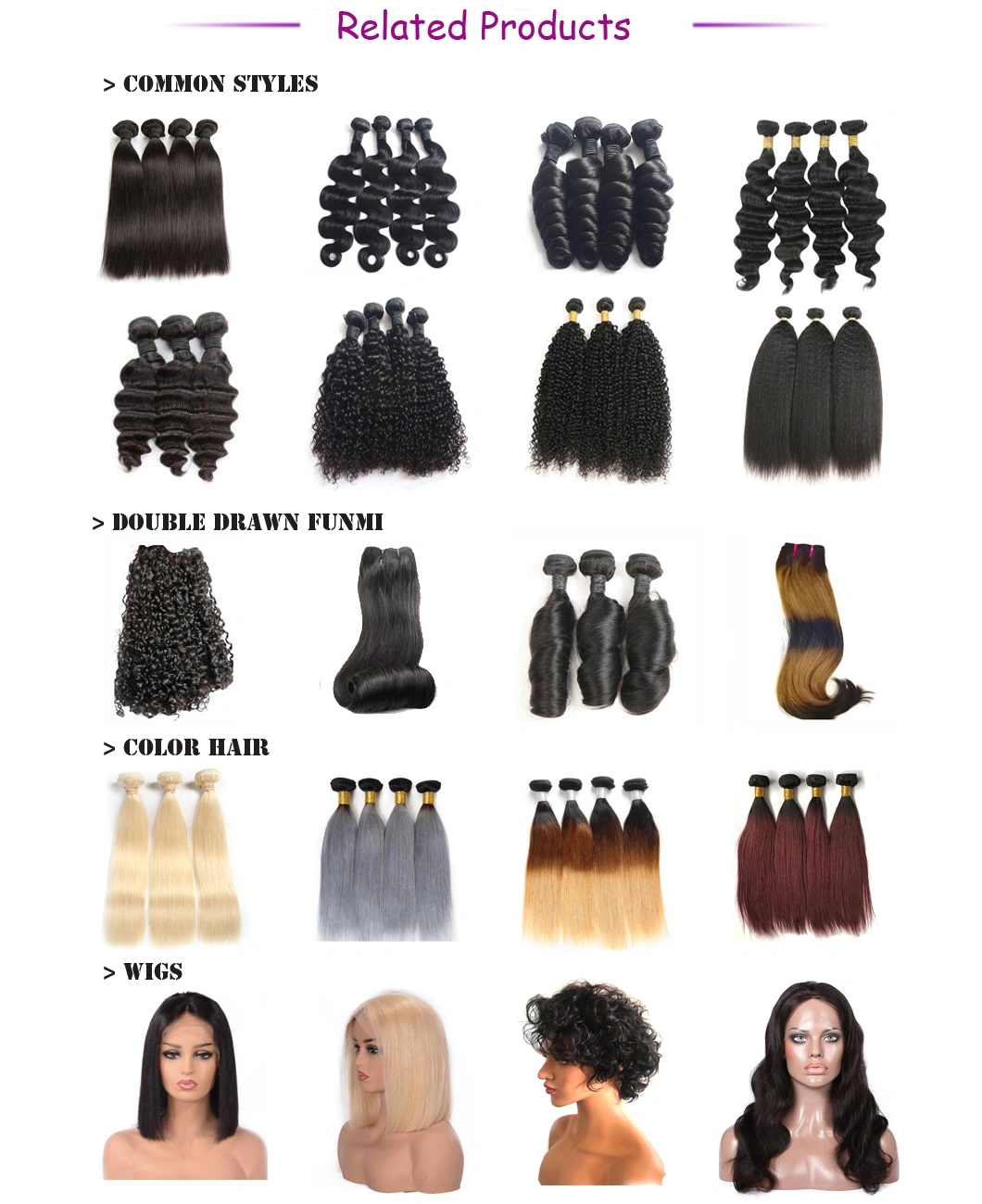 Factory Directly Natural Black Color Different Syles of Human Hair Wig for Black Women