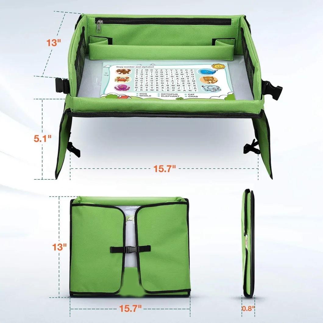 Educational Drawing Set Portable Kid Travel Tray with Tablet Holder Side Pocket Storage Kid Toys Car Organizer Bag