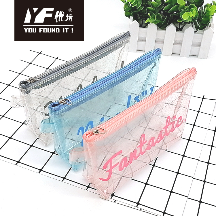 Colorful monogram make up plastic cosmetic bag