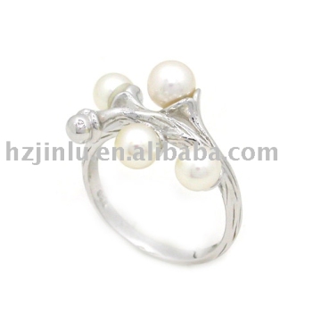 sterling silver pearl ring, pearl ring(R010311)