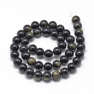 Pandahall 8mm Natural Golden Sheen Obsidian Round Beads