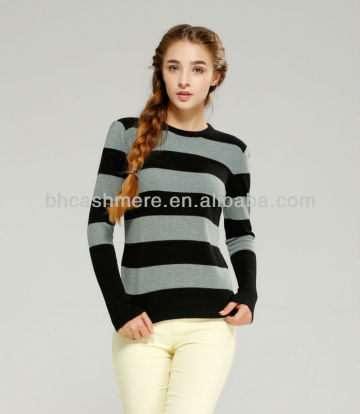 Ladies' sweater wool cashmere knitwear striped sweater