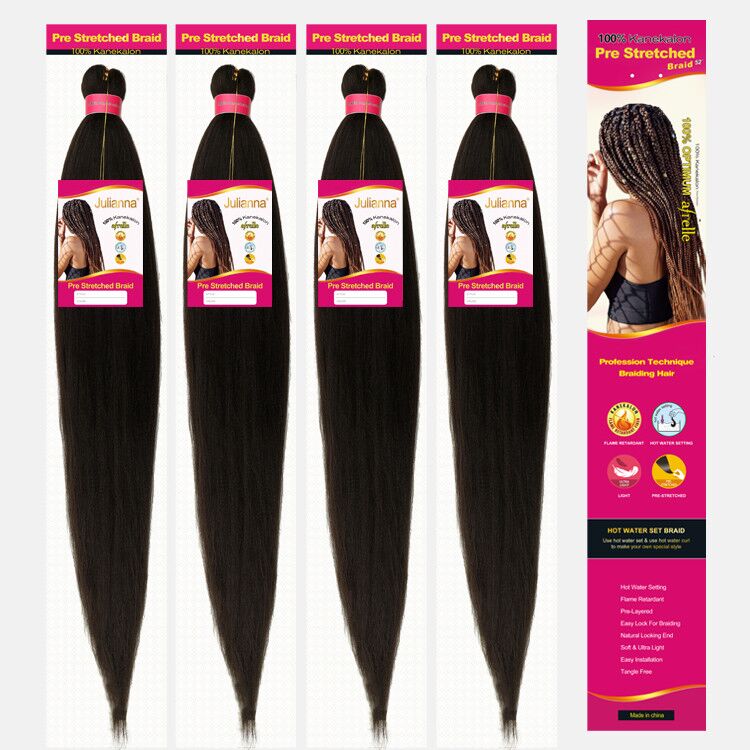 Julianna 3X Ghana Ombre Wholesale Free Sample Synthetic Private Label Bulk Pre Stretched Braiding Hair Pre Stretch