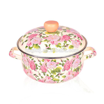 full decals enamel cookware & enamel strait pot with beautiful flower coating