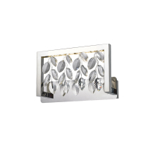 Chrome Rectangular Frame Leaf Shape Crystal Wall Lamp