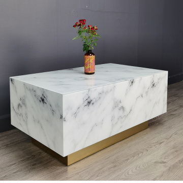 Marble Pattern White Glass Coffee Table