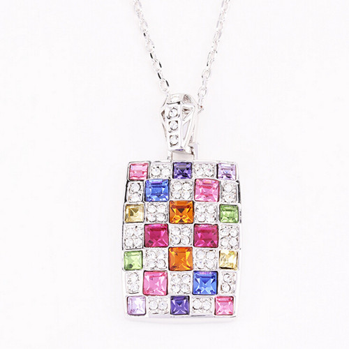 Mixedcolor Fashion Women Square Pendant Necklace