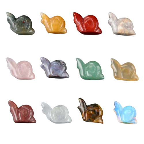 Gemstone Animal Snail Carving Charm Pendant 1.0 Inch Handmade Craved Crystal Snail Pendant