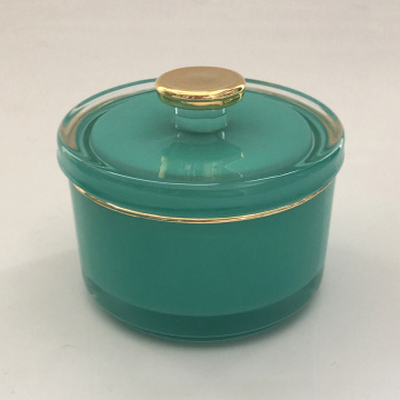 Empty Gold Rim Candle Glass Jar With Lid