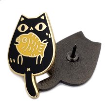 Custom gold plated cat brooches