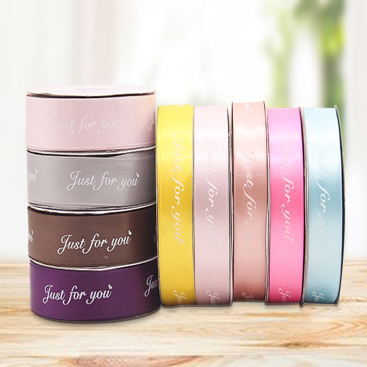 Brand Name Ribbons Silk 100% Polyester Satin Ribbon Custom Logo Printed for craft