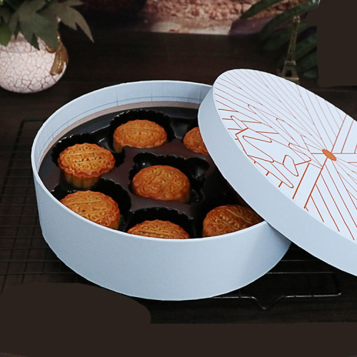 Custom Printed Round Mooncake Box with Plastic Insert