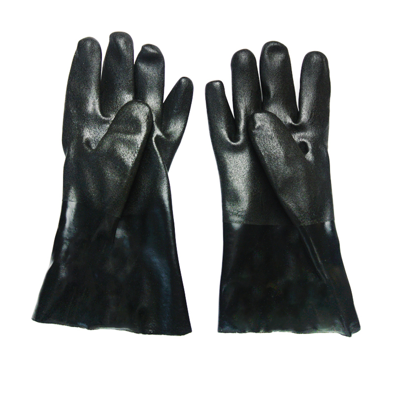 Schwarze PVC-Tips-Handschuhe Jersey-Liner Sandy-Finish