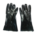 Black PVC dipped gloves jersey liner sandy finish