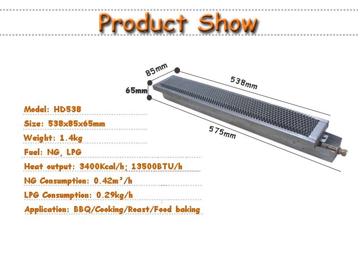 Flameless infrared ceramic gas burner for barbecue roaster grill