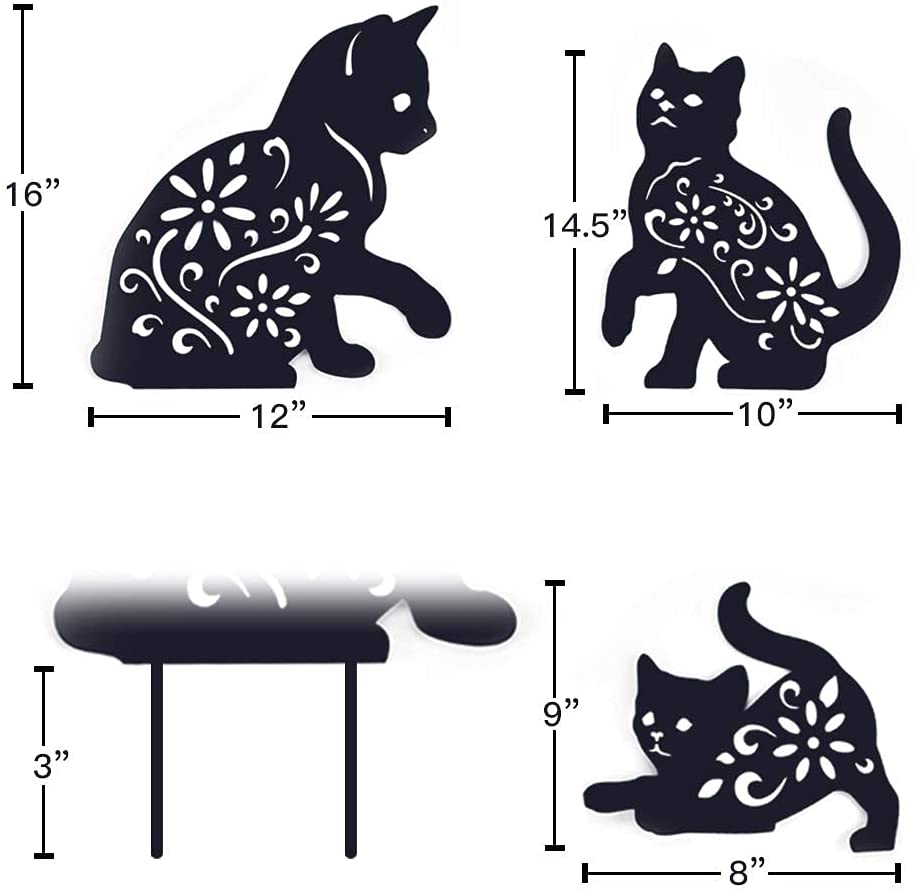 Estacas de jardim decorativas de gato de metal